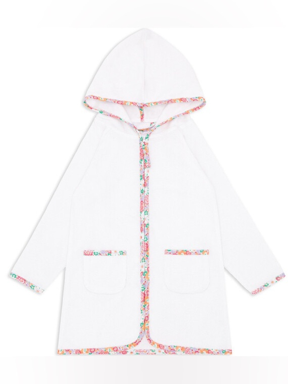 Minnow French terry zipper coverup with floral piping
